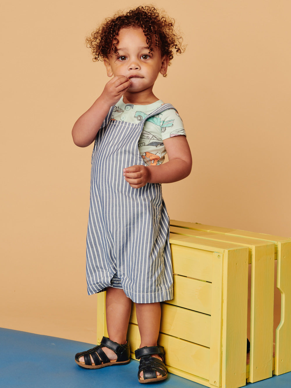 STRIPED CROSSBACK BABY OVERALL