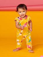 FLUTTER BUTTON BABY ROMPER-YELLOW HIBISCUS