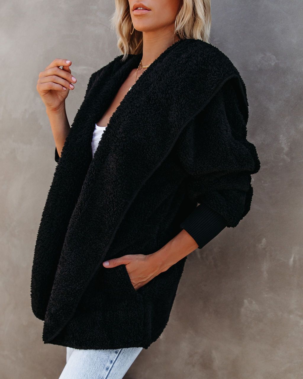 OPEN CARDIGAN-BLACK