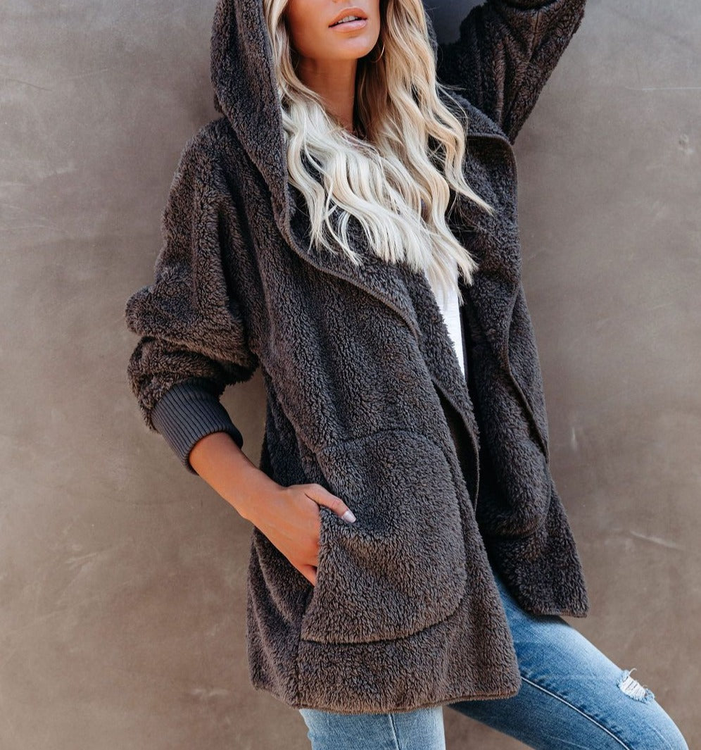 COZY OPEN CARDIGAN-GREY