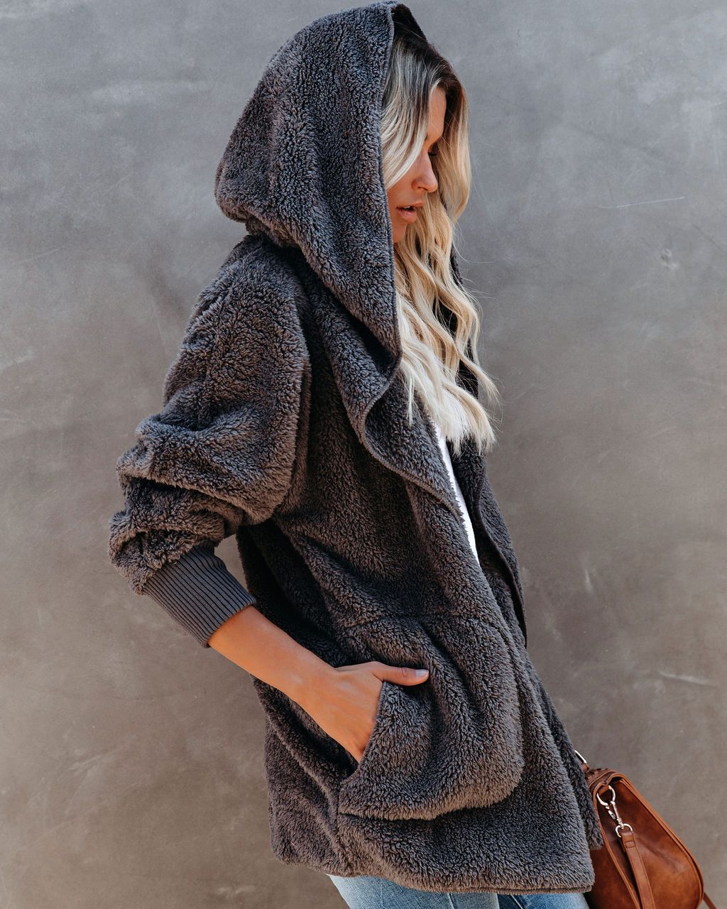 COZY OPEN CARDIGAN-GREY