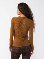 L/S RUCHED TOP-SPICE