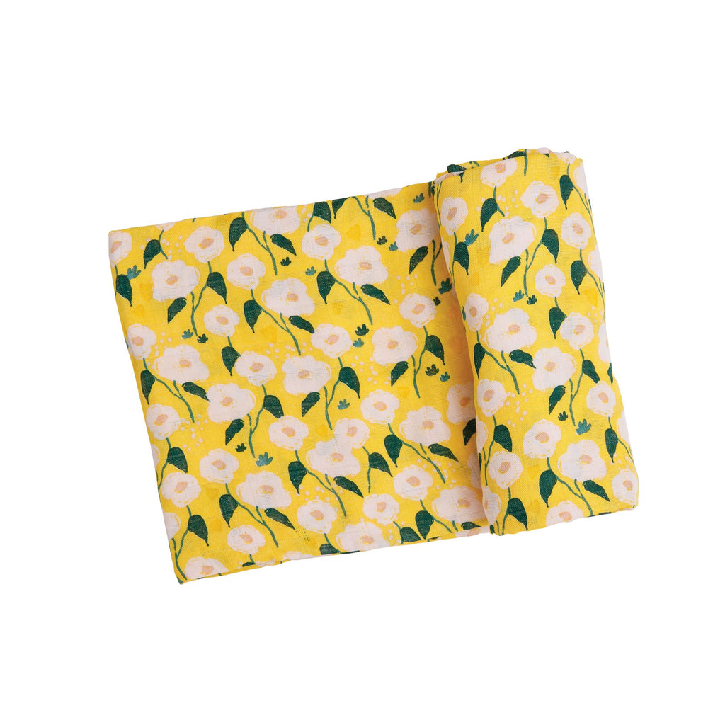 YELLOW FLORAL MUSLIN SWADDLE